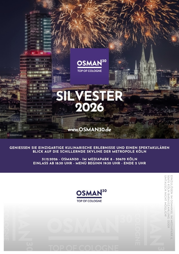 Ticket Silvester 2026 in Köln im OSMAN30, KölnTurm